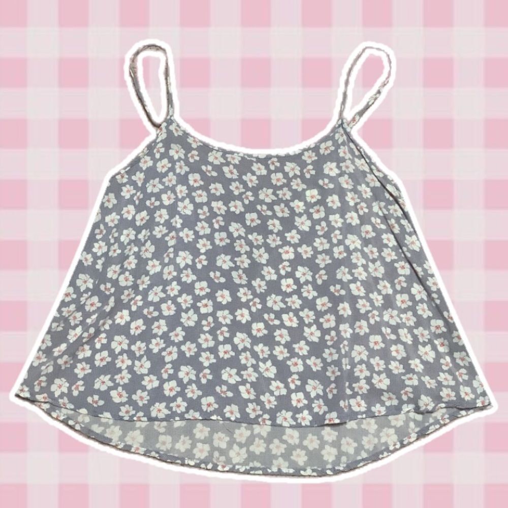 Fifty‎ Street Blue Floral Fairy Preppy Boho Chic Lightweight Strappy Back Tank M